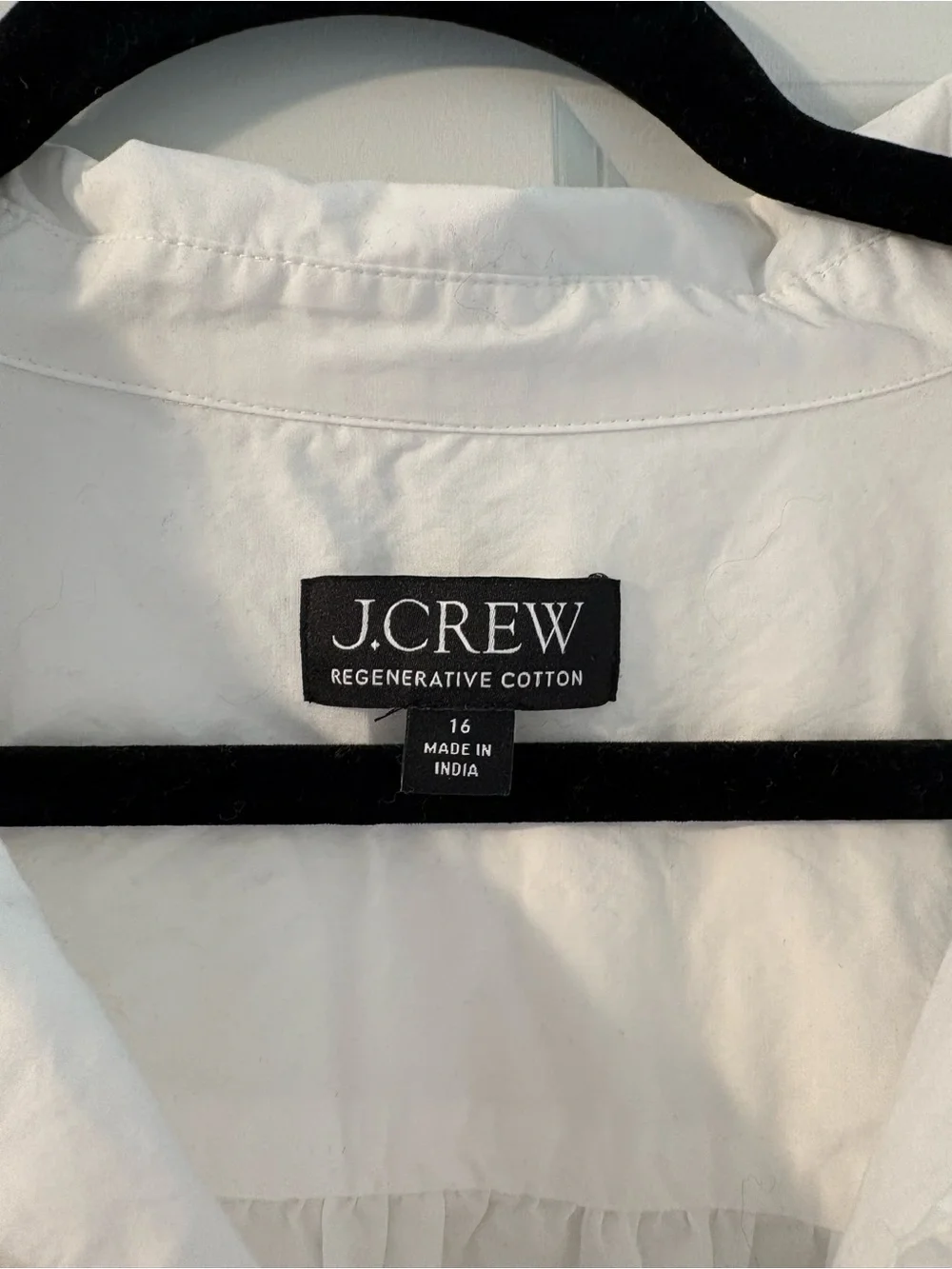 J. Crew White Cotton Shirt Dress with Collar - Size 16